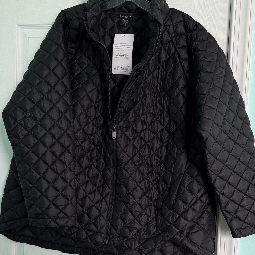 Athleta Black Quilted Packable Jacket, size 1X